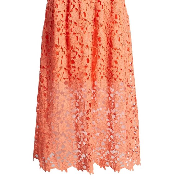 ASTR The Label Floral Lace Midi Dress Size S Coral Guipure Wedding Guest Party - Picture 4 of 16